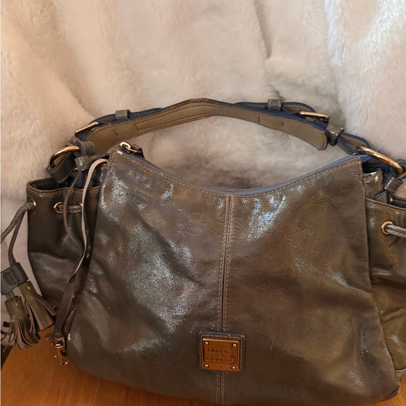 Dooney & Bourke Handbags - Dooney & Bourke Olive Green Leather Shoulder Bag with Tassel - Rehab handles